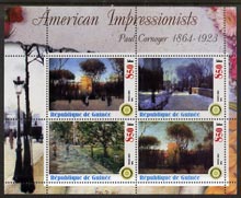 Guinea - Conakry 2003 American Impressionists - Paul Cornoyer perf sheetlet containing set of 4 values each with Rotary Logo unmounted mint, stamps on arts, stamps on rotary