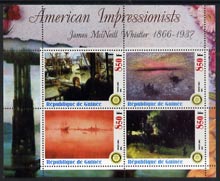 Guinea - Conakry 2003 American Impressionists - James McNeill Whistler perf sheetlet containing set of 4 values each with Rotary Logo unmounted mint, stamps on arts, stamps on rotary