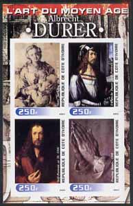 Ivory Coast 2003 Art of the Modern Age - Paintings by Albrecht Durer imperf sheetlet containing 4 values unmounted mint, stamps on , stamps on  stamps on arts, stamps on  stamps on 