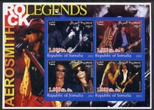 Somalia 2002 Rock Legends - Aerosmith imperf sheetlet containing set of 4 values unmounted mint, stamps on music, stamps on pops, stamps on 