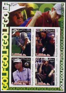 Somalia 2002 Golf #2 imperf sheetlet containing set of 4 values unmounted mint, stamps on sport, stamps on golf