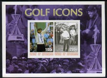 Myanmar 2001 Golf Icons (Nick Faldo & Sam Snead) imperf sheetlet containing 2 values unmounted mint, stamps on sport, stamps on golf, stamps on personalities