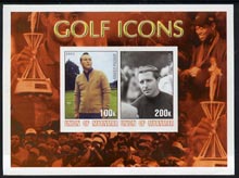 Myanmar 2001 Golf Icons (Arnold Palmer & Gary Player) imperf sheetlet containing 2 values unmounted mint, stamps on sport, stamps on golf, stamps on personalities