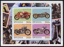 Rwanda 2001 Motorcycles #1 imperf sheetlet containing 4 values unmounted mint, stamps on motorbikes