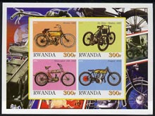 Rwanda 2001 Motorcycles #5 imperf sheetlet containing 4 values unmounted mint, stamps on motorbikes
