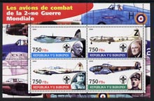 Burundi 2004 Aircraft of World War II #02 perf sheetlet containing 4 values each with Scout Logo and showing Churchill, Roosevelt, Stalin & De Gaulle unmounted mint, stamps on aviation, stamps on  ww2 , stamps on churchill, stamps on scouts, stamps on de gaulle, stamps on personalities, stamps on de gaulle, stamps on  ww1 , stamps on  ww2 , stamps on militaria  , stamps on dictators.
