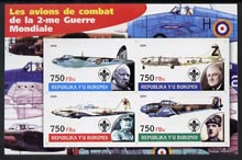 Burundi 2004 Aircraft of World War II #02 imperf sheetlet containing 4 values each with Scout Logo and showing Churchill, Roosevelt, Stalin & De Gaulle unmounted mint, stamps on aviation, stamps on  ww2 , stamps on churchill, stamps on scouts, stamps on de gaulle, stamps on personalities, stamps on de gaulle, stamps on  ww1 , stamps on  ww2 , stamps on militaria  , stamps on dictators.