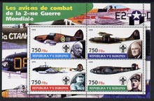 Burundi 2004 Aircraft of World War II #03 perf sheetlet containing 4 values each with Scout Logo and showing Churchill, Roosevelt, Stalin & De Gaulle unmounted mint, stamps on aviation, stamps on  ww2 , stamps on churchill, stamps on scouts, stamps on de gaulle, stamps on flying boats, stamps on personalities, stamps on de gaulle, stamps on  ww1 , stamps on  ww2 , stamps on militaria  , stamps on dictators.