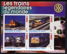 Guinea - Conakry 2003 Legendary Trains of the World #08 imperf sheetlet containing 4 values with Rotary Logo, unmounted mint, stamps on , stamps on  stamps on railways, stamps on  stamps on rotary