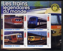 Guinea - Conakry 2003 Legendary Trains of the World #10 imperf sheetlet containing 4 values with Rotary Logo, unmounted mint, stamps on railways, stamps on rotary