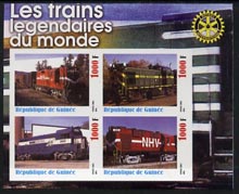 Guinea - Conakry 2003 Legendary Trains of the World #11 imperf sheetlet containing 4 values with Rotary Logo, unmounted mint, stamps on railways, stamps on rotary