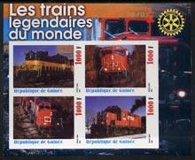 Guinea - Conakry 2003 Legendary Trains of the World #12 imperf sheetlet containing 4 values with Rotary Logo, unmounted mint, stamps on railways, stamps on rotary