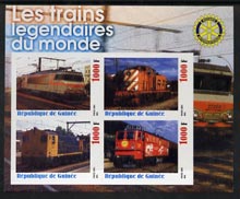 Guinea - Conakry 2003 Legendary Trains of the World #14 imperf sheetlet containing 4 values with Rotary Logo, unmounted mint, stamps on railways, stamps on rotary