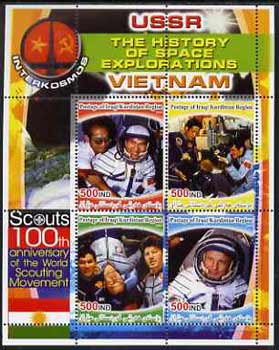 Iraqi Kurdistan Region 2005 History of Space - Vietnam perf sheetlet containing 4 values with 100th Anniversary of Scouting in margin, unmounted mint , stamps on , stamps on  stamps on space, stamps on  stamps on scouts