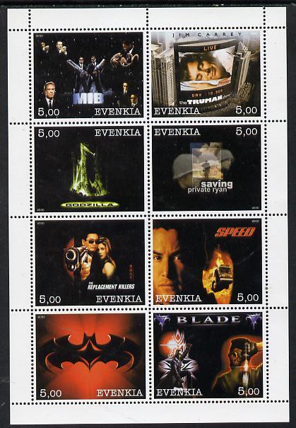 Evenkia Republic 2000 Action Movies perf sheetlet containing 8 values unmounted mint, stamps on films, stamps on cinema, stamps on entertainments, stamps on 