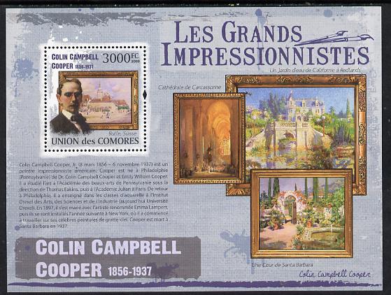 Comoro Islands 2009 The Impressionists - Colin Campbell Cooper perf souvenir sheet unmounted mint, stamps on arts