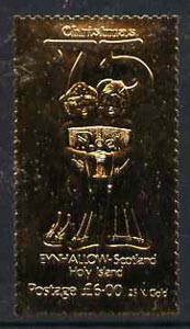 Eynhallow 1975 Christmas  perf label showing Angels Face, embossed in 23 carat gold foil (Rosen #76) unmounted mint, stamps on christmas, stamps on angels