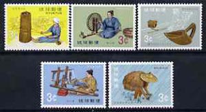 Ryukyu Islands 1971 Handicrafts perf set of 5 unmounted mint SG 248-52, stamps on textiles, stamps on crafts, stamps on fishing, stamps on spinning