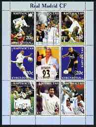 Kyrgyzstan 2003 Real Madrid Football Club perf sheetlet containing 9 values unmounted mint, stamps on football, stamps on sport