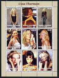 Congo 2003 Uma Thurman perf sheetlet containing 9 values unmounted mint, stamps on films, stamps on movies, stamps on women