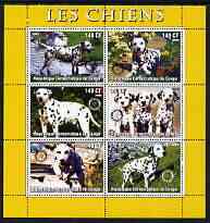 Congo 2003 Dogs (Dalmations) perf sheetlet #01 (yellow border) containing 6 values each with Rotary Logo, unmounted mint, stamps on rotary, stamps on dogs, stamps on dalmations