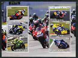 Benin 2003 Racing Motorcycles perf sheetlet containing 6 values unmounted mint, stamps on motorbikes, stamps on 