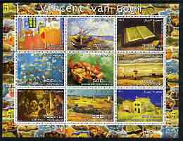 Somalia 2003 Paintings by Vincent Van Gogh #2 perf sheetlet containing 9 values unmounted mint (horizontal format), stamps on arts, stamps on van gogh
