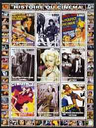 Congo 2003 History of the Cinema #10 perf sheetlet containing 9 values unmounted mint (Showing Film Posters plus Madonna, etc), stamps on movies, stamps on films, stamps on cinema, stamps on 