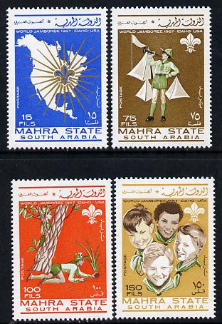 Aden - Mahra 1967 Scouts perf set of 4 unmounted mint, Mi 12-15A, stamps on scouts