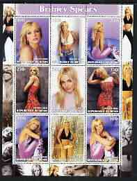 Benin 2003 Britney Spears perf sheetlet containing 9 values unmounted mint, stamps on personalities, stamps on entertainments, stamps on music, stamps on women, stamps on pops