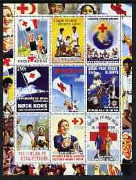Benin 2003 Red Cross perf sheet containing 9 values unmounted mint, stamps on red cross, stamps on flags