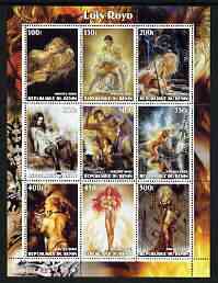 Benin 2003 Fantasy Art by Luis Royo (Pin-ups) perf sheet containing 9 values, unmounted mint, stamps on arts, stamps on women, stamps on nudes, stamps on fantasy