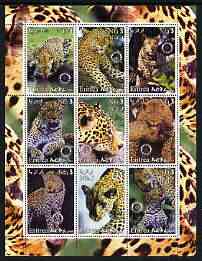Eritrea 2003 Leopards perf sheetlet containing set of 9 values each with Rotary Logo unmounted mint, stamps on , stamps on  stamps on animals, stamps on  stamps on rotary, stamps on  stamps on cats, stamps on  stamps on leopards