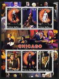 Eritrea 2003 Scenes from 'Chicago' perf sheetlet containing 6 values unmounted mint, stamps on films, stamps on cinema, stamps on movies, stamps on personalities, stamps on 