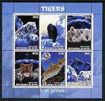 Benin 2003 Tigers #2 perf sheetlet containing 6 values unmounted mint, stamps on animals, stamps on cats, stamps on tigers