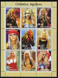 Kyrgyzstan 2003 Christina Aguilera perf sheetlet containing 9 values unmounted mint, stamps on music, stamps on pops, stamps on women