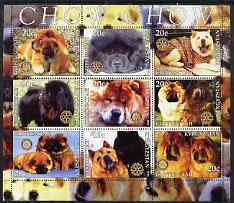 Kyrgyzstan 2004 Dogs - Chow Chow perf sheetlet containing 9 values each with Rotary Logo, unmounted mint, stamps on dogs, stamps on chow, stamps on rotary
