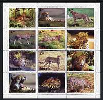 Udmurtia Republic 2001 Big Cats perf sheetlet containing set of 12 values unmounted mint, stamps on animals, stamps on cats