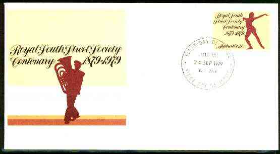 Australia 1979 Royal South Street Society 20c postal stationery envelope with first day cancellation, stamps on music, stamps on dancing, stamps on theatre