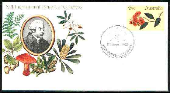 Australia 1981 International Botanical Congress 24c postal stationery envelope with special Orchid illustrated Brisbane cancellation (24 Sept 1982), stamps on flowers, stamps on fungi, stamps on orchids