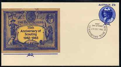 Australia 1982 75th Anniversary of Scouting 27c postal stationery envelope with first day cancellation, stamps on scouts 