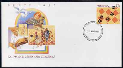 Australia 1983 World Vetenary Congress 27c postal stationery envelope with first day cancellation, stamps on animals     vets
