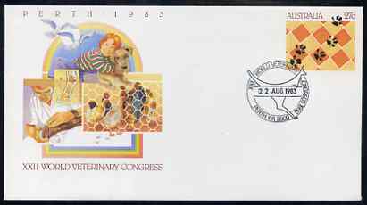 Australia 1983 World Vetenary Congress 27c postal stationery envelope with Special illustrated Congress cancellation, stamps on animals     vets