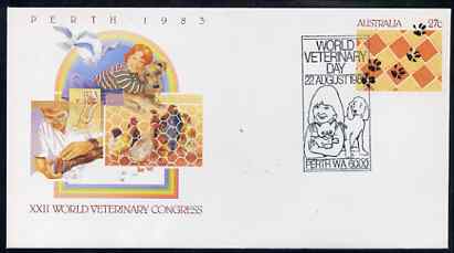 Australia 1983 World Vetenary Congress 27c postal stationery envelope with Special illustrated World Vetenary Day cancellation, stamps on animals     vets