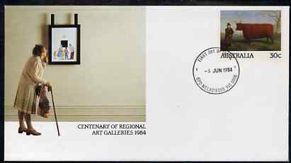 Australia 1984 Centenary of Regional Art Galleries 30c postal stationery envelope with first day cancellation, stamps on arts