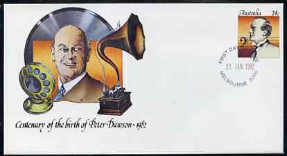 Australia 1982 Centenary of Birth of Peter Dawson (Baritone) 24c postal stationery envelope with first day cancellation, stamps on music        microphones