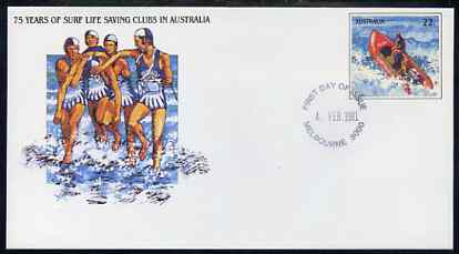 Australia 1981 Surf Life Saving Clubs Anniversary 22c postal stationery envelope with first day cancellation, stamps on rescue     surfing