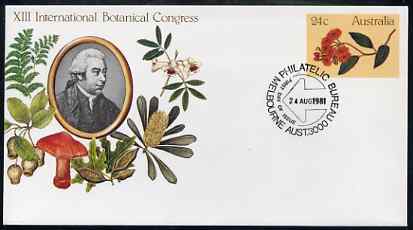 Australia 1981 International Botanical Congress 24c postal stationery envelope with special Melbourne first day cancellation, stamps on flowers, stamps on fungi