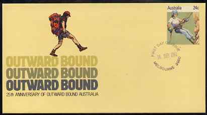 Australia 1981 Outward Bounds 25th Anniversary 24c postal stationery envelope with first day cancellation, stamps on mountaineering      youth