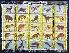 Djibouti 2003 Dinosaurs perf sheetlet containing 25 values unmounted mint, stamps on dinosaurs
